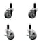 Service Caster 3.5'' Gray Poly Wheel Swivel 1-1/4'' Expanding Stem Caster Set 2 Brakes, 4PK SCC-EX20S3514-PPUB-2-TLB-2-114 - alternate 1